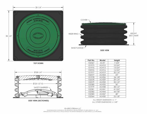 Tile Intake Riser Length Complete Riser Kits - Aero-Stream® LLC